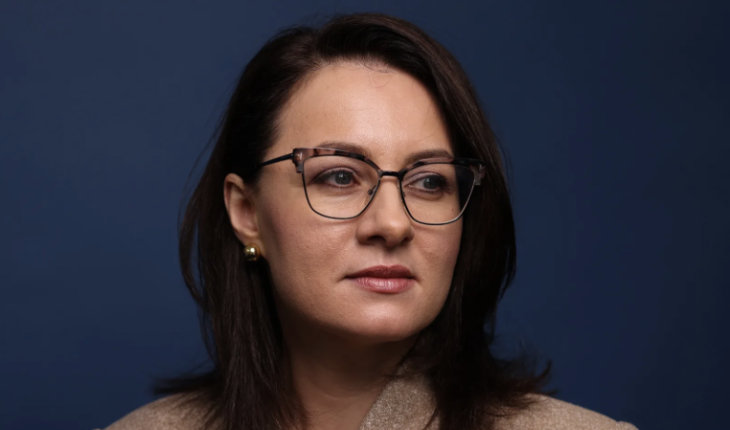 Ukraine Prime Minister Yulia Svyrydenko speaking in parliament, July 2025.